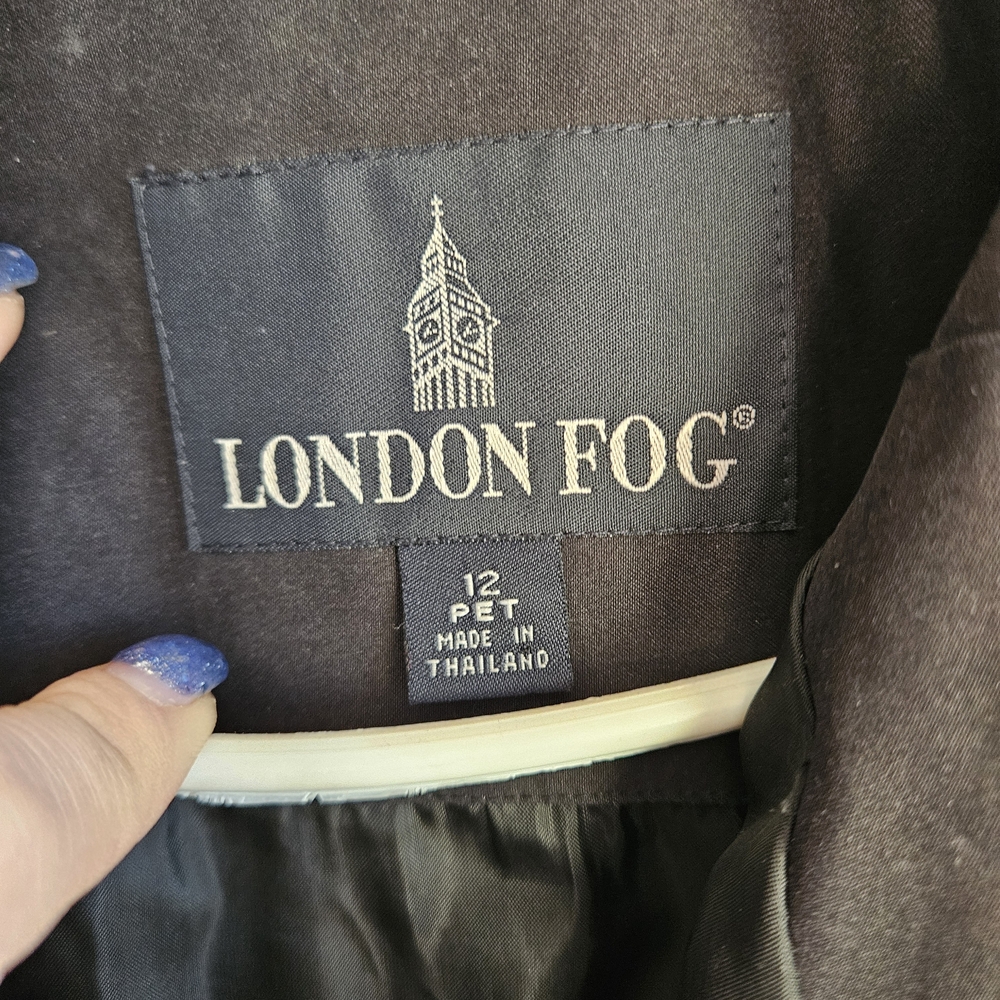 London Fog Dark Gray Hooded Trench Coat - Picture 3 of 3